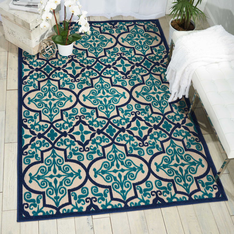 Seaside Navy/Teal Indoor/Outdoor Area Rug & Reviews Joss & Main
